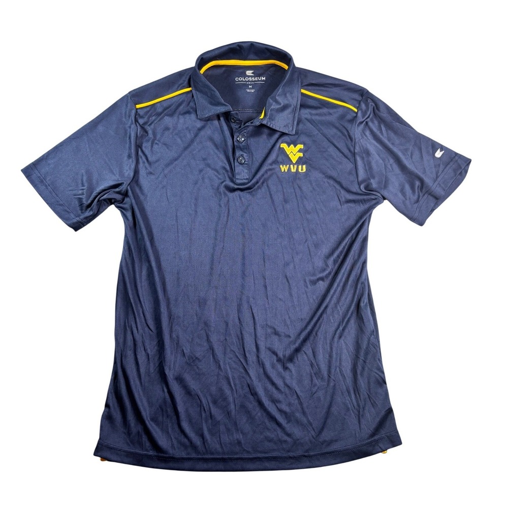 Colosseum West Virginia Mountaineers WVU Polo Shirt Mens Medium Navy Blue New